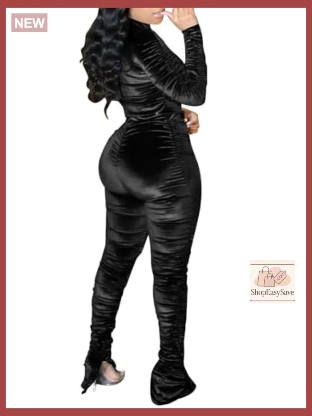 Velour 2 Piece Track Suit Ruched Zip Up Jacket and Pants Set Y2K Style - Picture 2 of 7